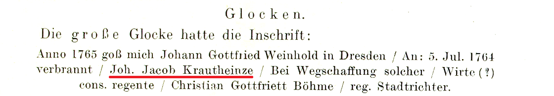 Familienchronik: Johann Jocob Krautheinze, Bürgermeister von Siebenlehn in Sachsen.